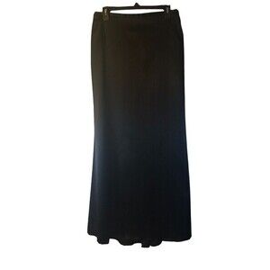 J S Collections Evening Fishtail Black Satin Look Maxi Skirt Size 10‎